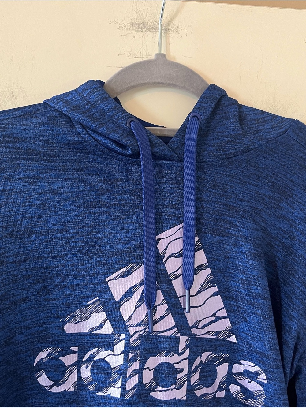 adidas Unisex Blue Hooded Logo Sweatshirt Finger Holes Long Sleeve Size Medium - Picture 12 of 16